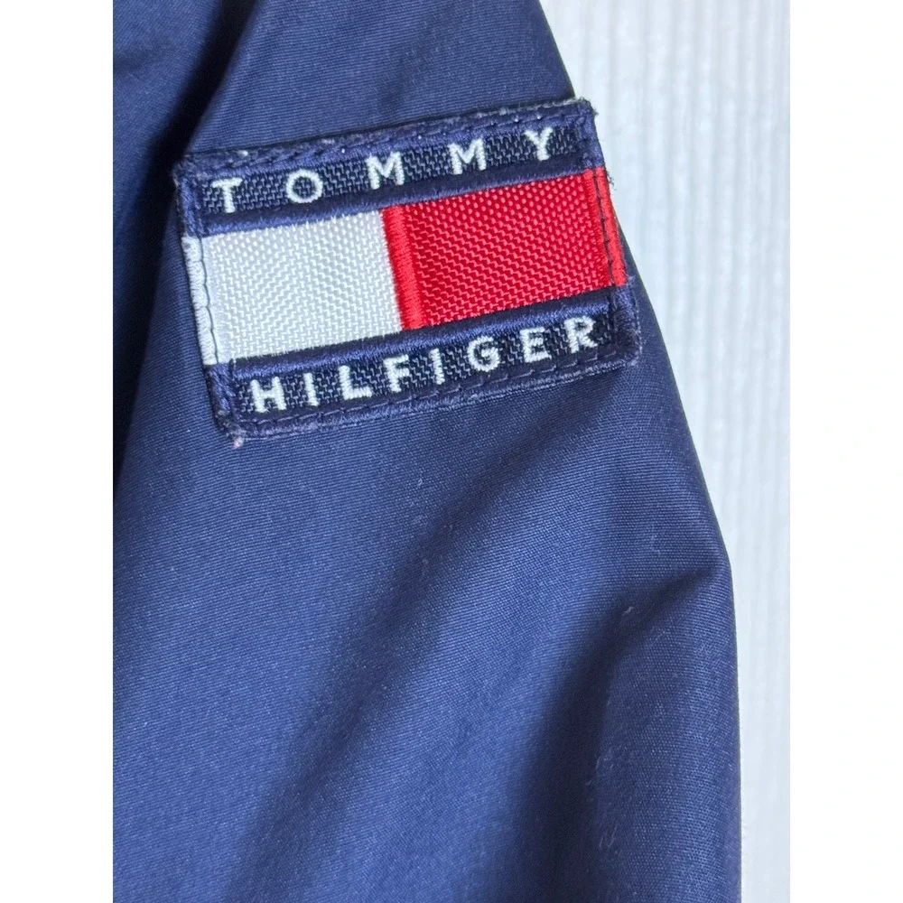Tommy‎ Hilfiger Kids Navy Blue Fleece Lined Hooded Windbreaker Jacket 2T Vintage